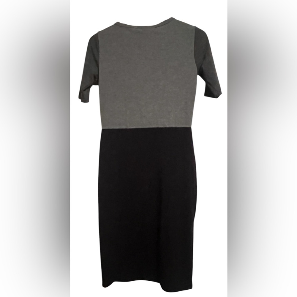 Lularoe size XS Two-Tone bodycon gray & black short sleeve midi Dress - Picture 3 of 7